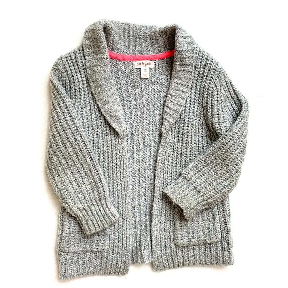 Cat & Jack Toddler Girl Gray Cardigan Sweater